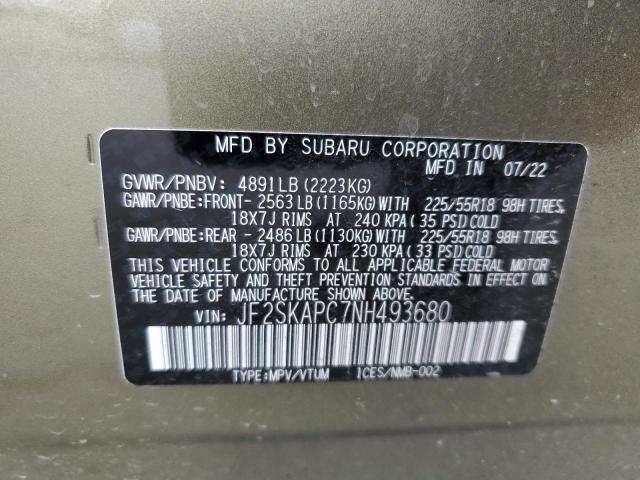 JF2SKAPC7NH493680 - 2022 SUBARU FORESTER LIMITED GREEN photo 13