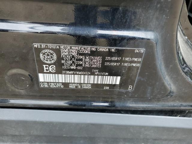 2T3BWRFV1KW004524 - 2019 TOYOTA RAV4 LE BLACK photo 13