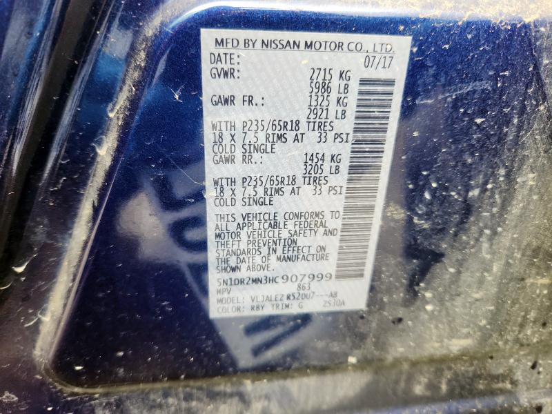 5N1DR2MN3HC907999 - 2017 NISSAN PATHFINDER S BLUE photo 13