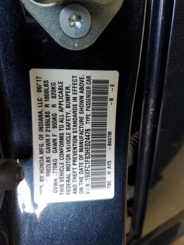 19XFC1F83HE024476 - 2017 HONDA CIVIC EX BLUE photo 13