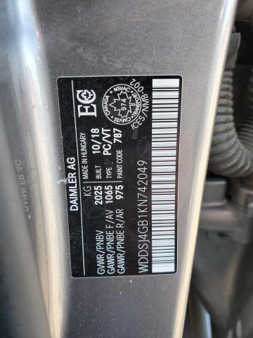 WDDSJ4GB1KN742049 - 2019 MERCEDES-BENZ CLA 250 4MATIC GRAY photo 12