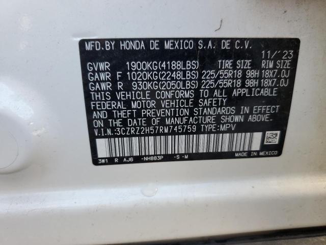 3CZRZ2H57RM745759 - 2024 HONDA HR-V SPORT 白色 照片 12
