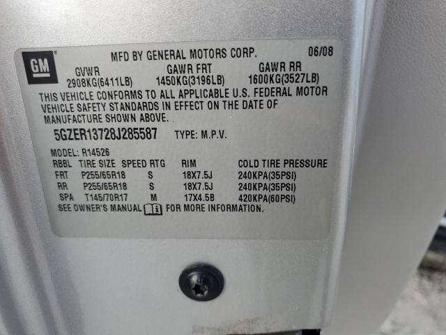 5GZER13728J285587 - 2008 SATURN OUTLOOK XE SILVER photo 14