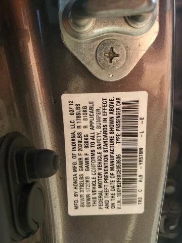 19XFB2F8XCE053636 - 2012 HONDA CIVIC EX CHARCOAL photo 12