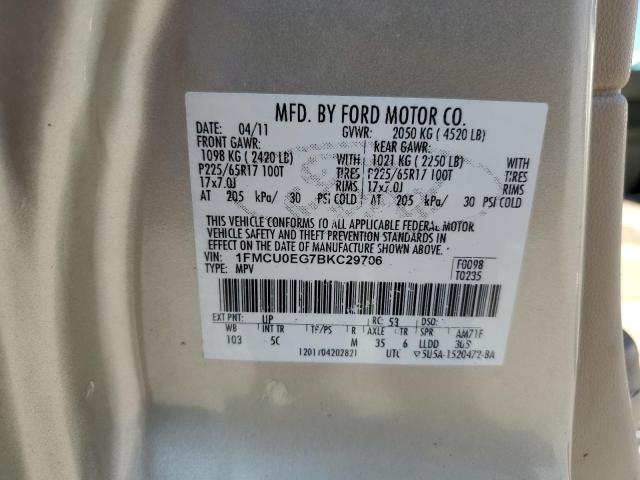 1FMCU0EG7BKC29706 - 2011 FORD ESCAPE LIMITED ოქროსფერი ფოტო 13