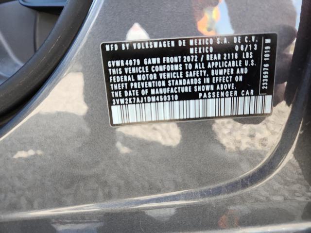 3VW2K7AJ1DM450310 - 2013 VOLKSWAGEN JETTA BASE ნაცრისფერი ფოტო 12