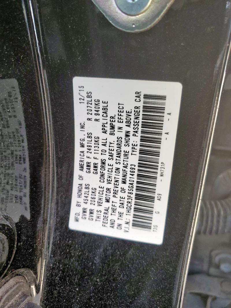 1HGCR3F85GA014693 - 2016 HONDA ACCORD EXL BLACK photo 13