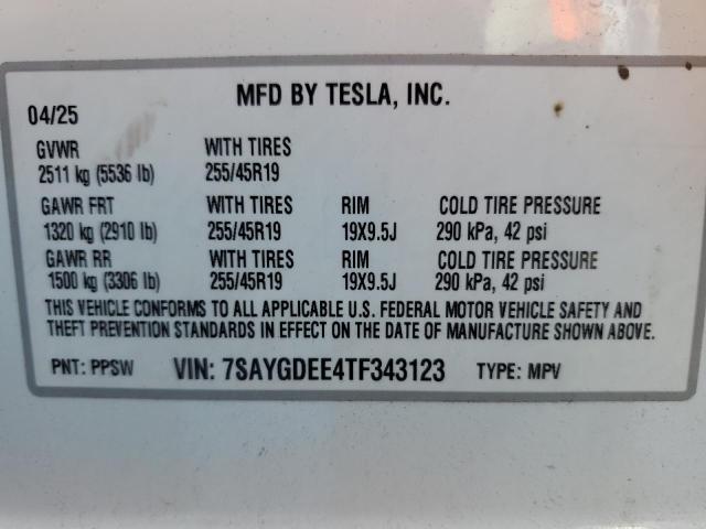 7SAYGDEE4TF343123 - 2026 TESLA MODEL Y WHITE photo 14