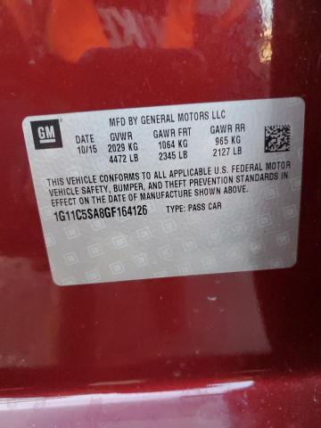 1G11C5SA8GF164126 - 2016 CHEVROLET MALIBU LIM LT 勃艮第红 照片 12