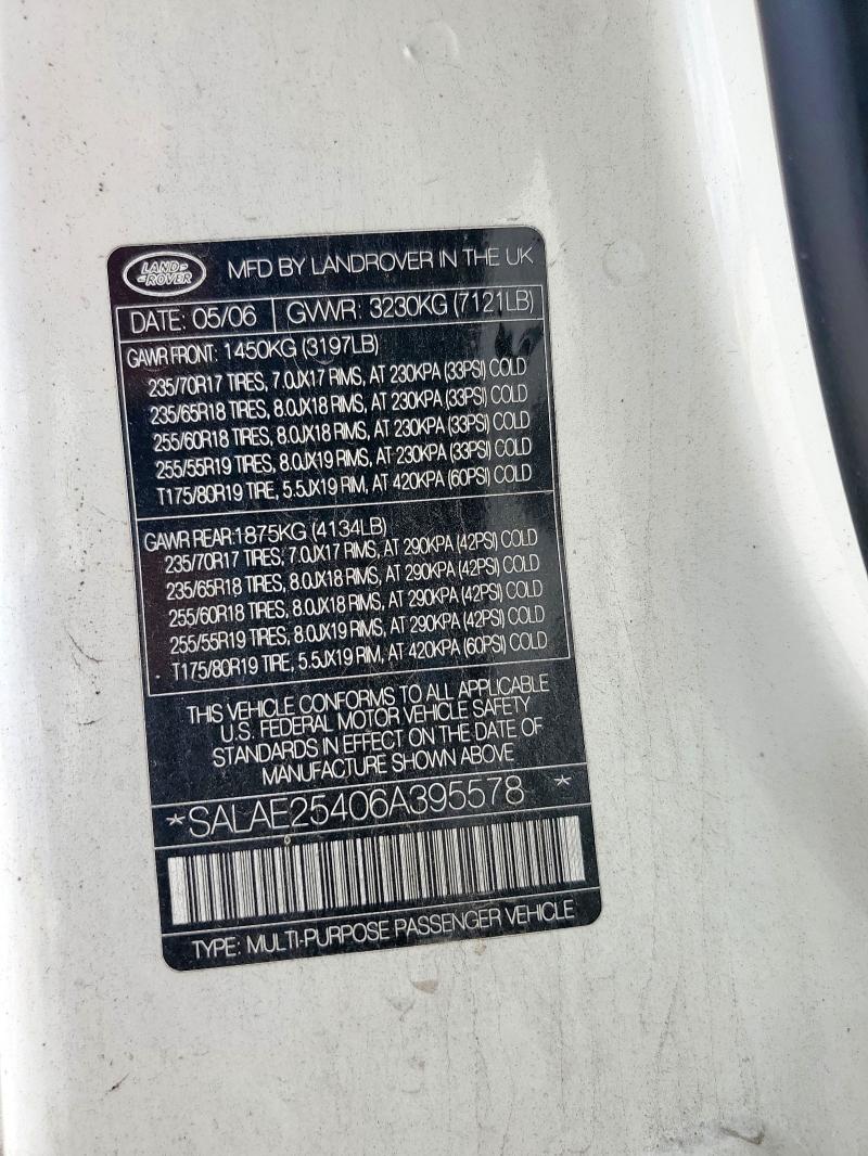 SALAE25406A395578 - 2006 LAND ROVER LR3 SE Սպիտակ լուսանկար 13