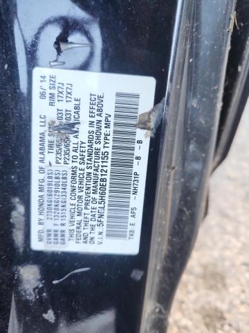 5FNRL5H60EB121155 - 2014 HONDA ODYSSEY EXL BLACK photo 12