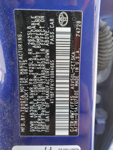 4T1BF1FK1FU984665 - 2015 TOYOTA CAMRY LE BLUE photo 12