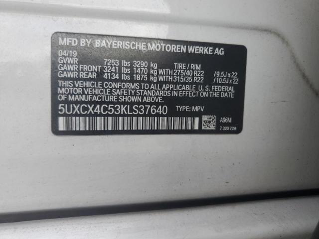 5UXCX4C53KLS37640 - 2019 BMW X7 XDRIVE50I WHITE photo 13