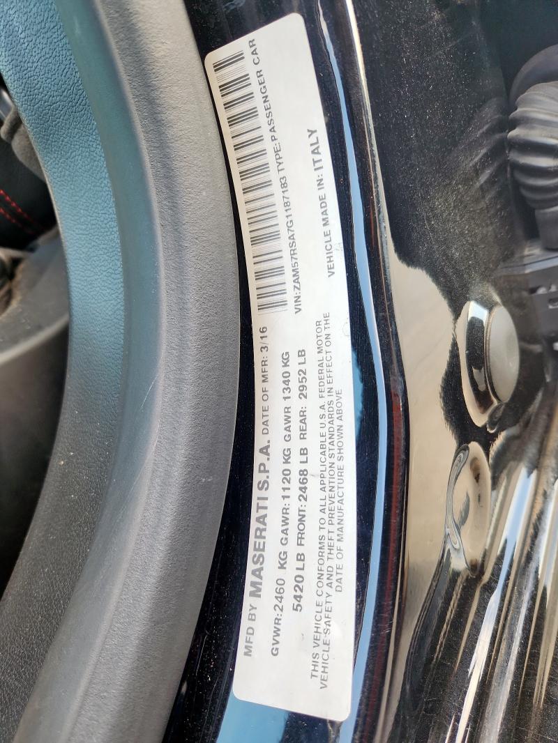 ZAM57RSA7G1187183 - 2016 MASERATI GHIBLI S Qara foto 12