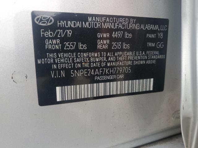 5NPE24AF7KH779705 - 2019 HYUNDAI SONATA SE SILVER photo 12