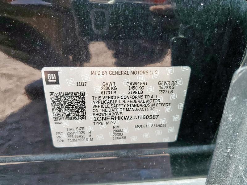 1GNERHKW2JJ160587 - 2018 CHEVROLET TRAVERSE LT Schwarz Foto 14