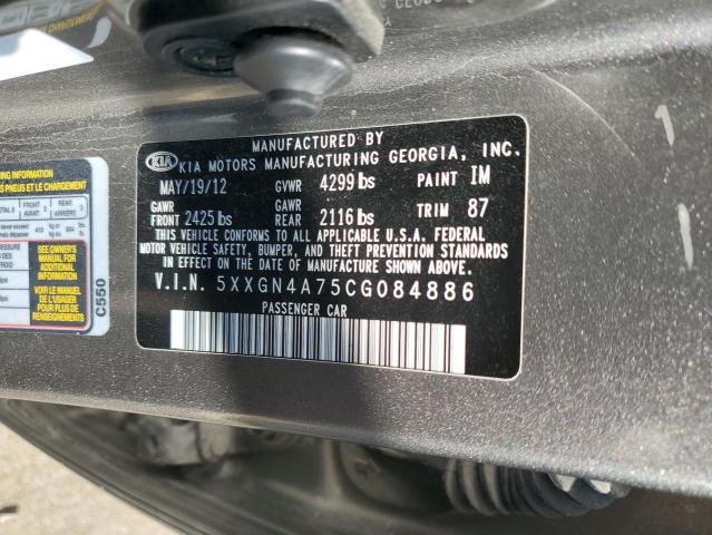 5XXGN4A75CG084886 - 2012 KIA OPTIMA EX GRAY photo 12