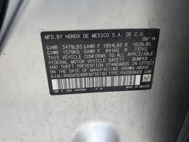 3HGGK5H89FM730190 - 2015 HONDA FIT EX 银色 照片 12