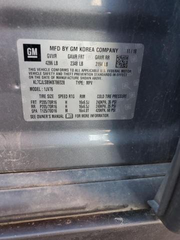 KL7CJLSB9KB786928 - 2019 CHEVROLET TRAX 1LT ნაცრისფერი ფოტო 13