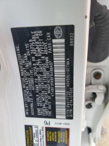 4T4BF1FK6FR498407 - 2015 TOYOTA CAMRY LE 白色 照片 13