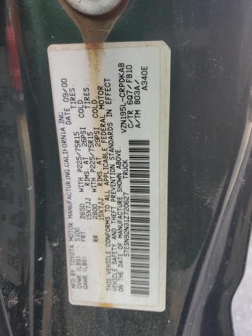 5TESN92N31Z720627 - 2001 TOYOTA TACOMA XTRACAB PRERUNNER Зелений фото 13