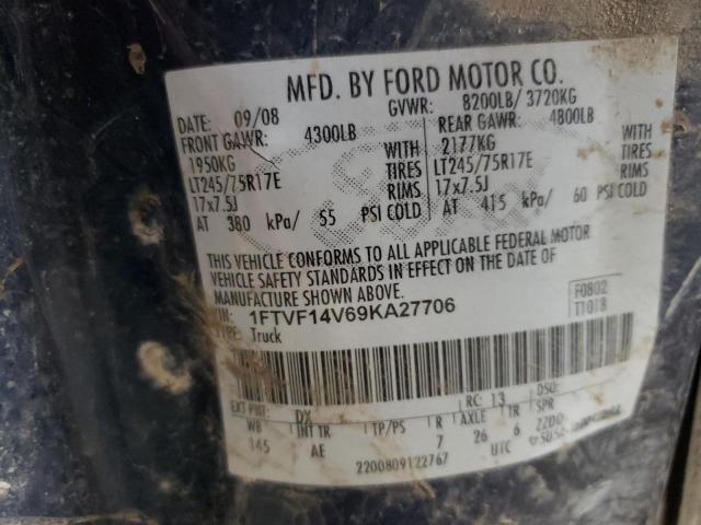 1FTVF14V69KA27706 - 2009 FORD F150 BLUE photo 12