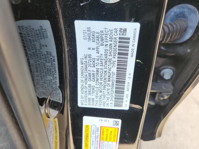 2HGFE2F56NH517107 - 2022 HONDA CIVIC SPORT Schwarz Foto 12