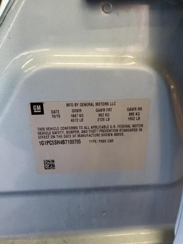 1G1PC5SH4B7109795 - 2011 CHEVROLET CRUZE LS ლურჯი ფოტო 12