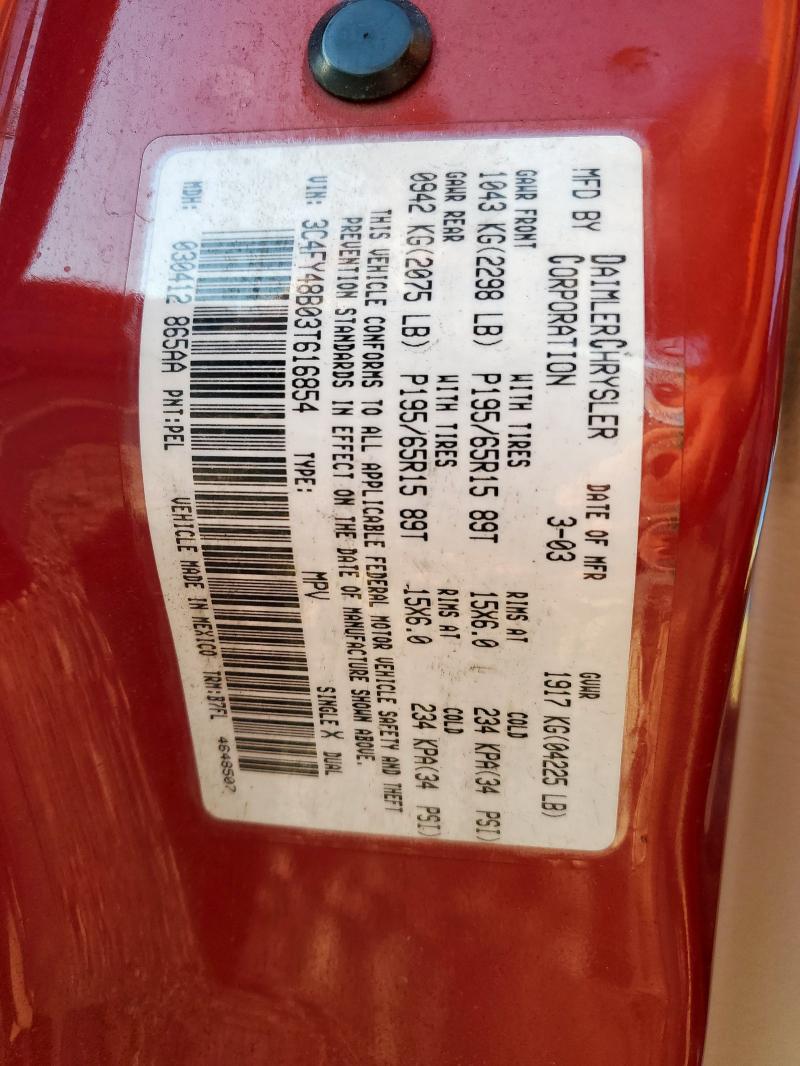 3C4FY48B03T616854 - 2003 CHRYSLER PT CRUISER CLASSIC RED photo 12