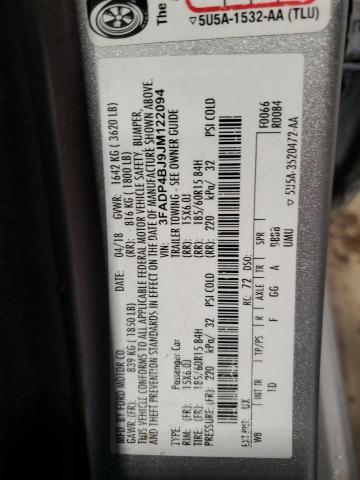 3FADP4BJ9JM122094 - 2018 FORD FIESTA SE SILVER photo 12