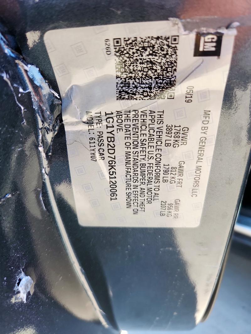 1G1YB2D76K5120061 - 2019 CHEVROLET CORVETTE STINGRAY 1LT GRAY photo 12