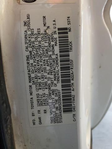 5TEUX42NX5Z006697 - 2005 TOYOTA TACOMA ACCESS CAB თეთრი ფოტო 13