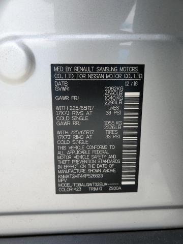 KNMAT2MT4KP526623 - 2019 NISSAN ROGUE S Plata foto 13