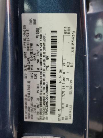 1FMCU9GD9JUA08098 - 2018 FORD ESCAPE SE Bleu photo 13