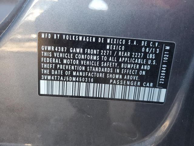 3VW4T7AJ5DM450316 - 2013 VOLKSWAGEN JETTA GLI 灰色 照片 12