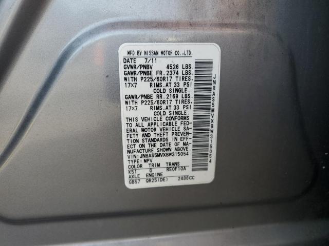 JN8AS5MVXBW315054 - 2011 NISSAN ROGUE S SILVER photo 13