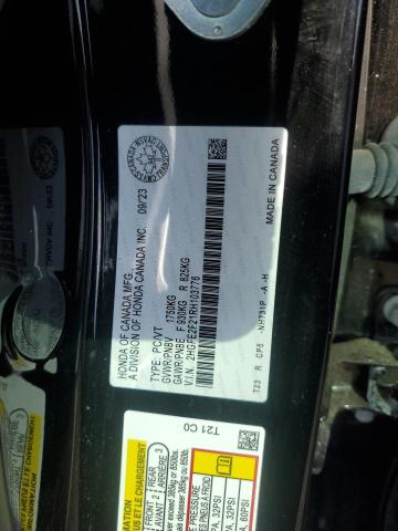 2HGFE2F21RH103776 - 2024 HONDA CIVIC LX BLACK photo 12