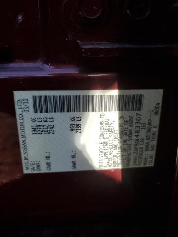 1N4AL2AP9AN483307 - 2010 NISSAN ALTIMA BASE BURGUNDY photo 12