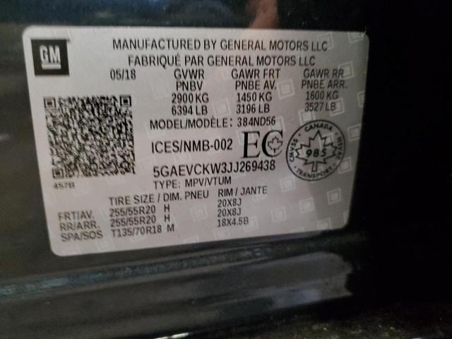 5GAEVCKW3JJ269438 - 2018 BUICK ENCLAVE AVENIR BLACK photo 14