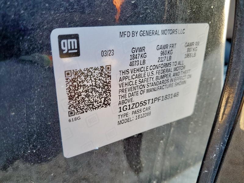 1G1ZD5ST1PF183148 - 2023 CHEVROLET MALIBU LT 黑色 照片 12