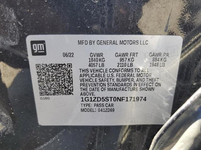 1G1ZD5ST0NF171974 - 2022 CHEVROLET MALIBU LT BLACK photo 12