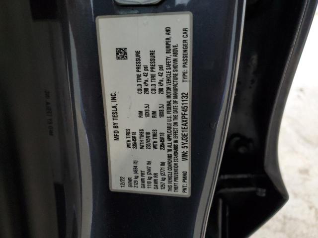 5YJ3E1EAXPF451132 - 2023 TESLA MODEL 3 Gris foto 12