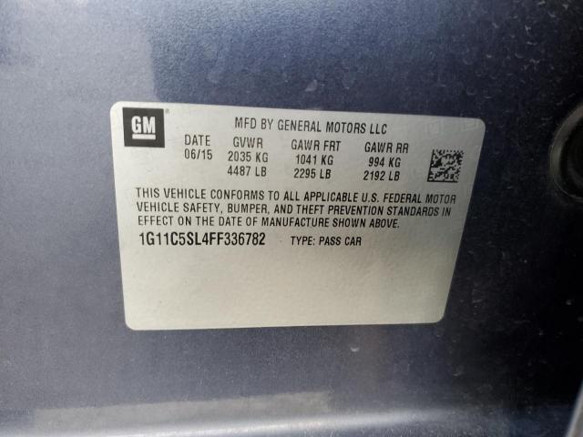 1G11C5SL4FF336782 - 2015 CHEVROLET MALIBU 1LT BLUE photo 12