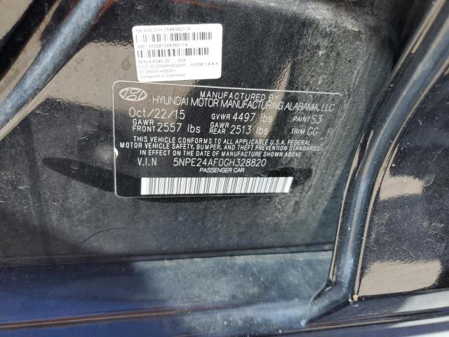 5NPE24AF0GH328820 - 2016 HYUNDAI SONATA SE BLACK photo 12