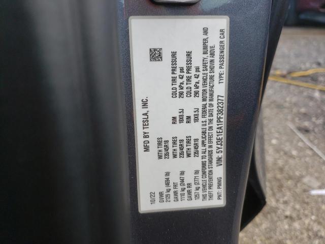 5YJ3E1EA1PF382377 - 2023 TESLA MODEL 3 GRAY photo 12