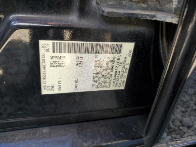 1N4AL2AP6AN422061 - 2010 NISSAN ALTIMA BASE BLACK photo 12