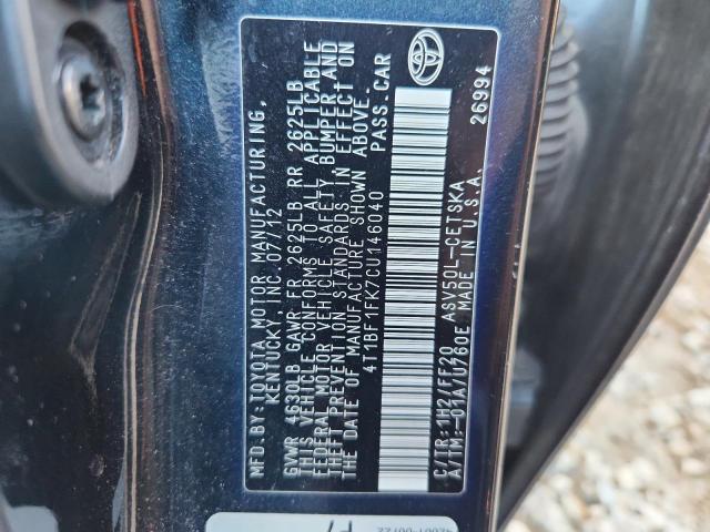 4T1BF1FK7CU146040 - 2012 TOYOTA CAMRY BASE 黑色 照片 13