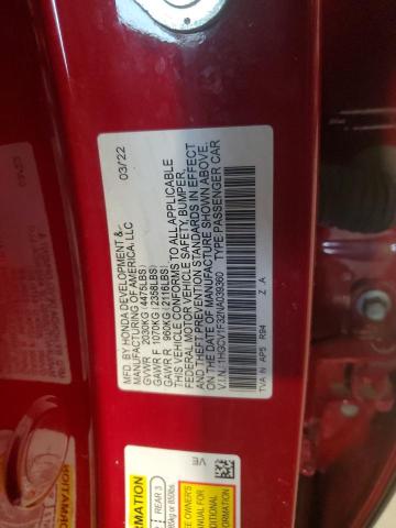 1HGCV1F32NA039360 - 2022 HONDA ACCORD SPORT 红色 照片 12