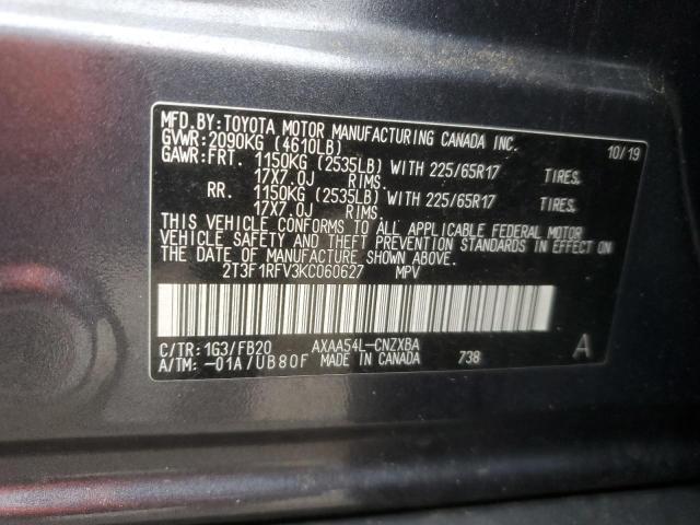 2T3F1RFV3KC060627 - 2019 TOYOTA RAV4 LE GRAY photo 13