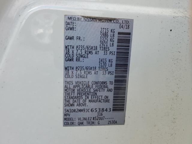 5N1DR2MM9JC653843 - 2018 NISSAN PATHFINDER S Սպիտակ լուսանկար 13